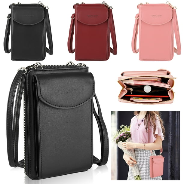Multi Pocket Small Purse Cell Phone Wallet Vegan Leather Crossbody Bag for Women 